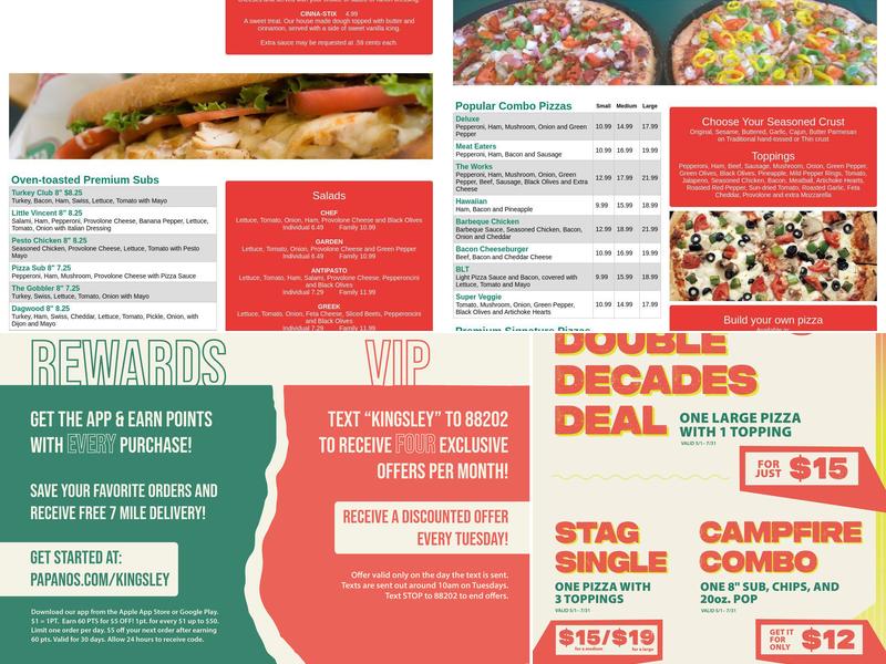 A. Papano's Pizza - Kingsley Menu