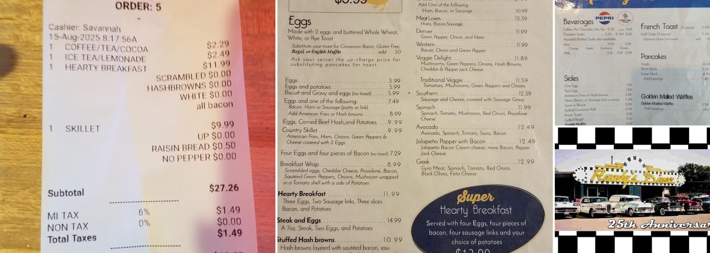 Randy's Diner Menu