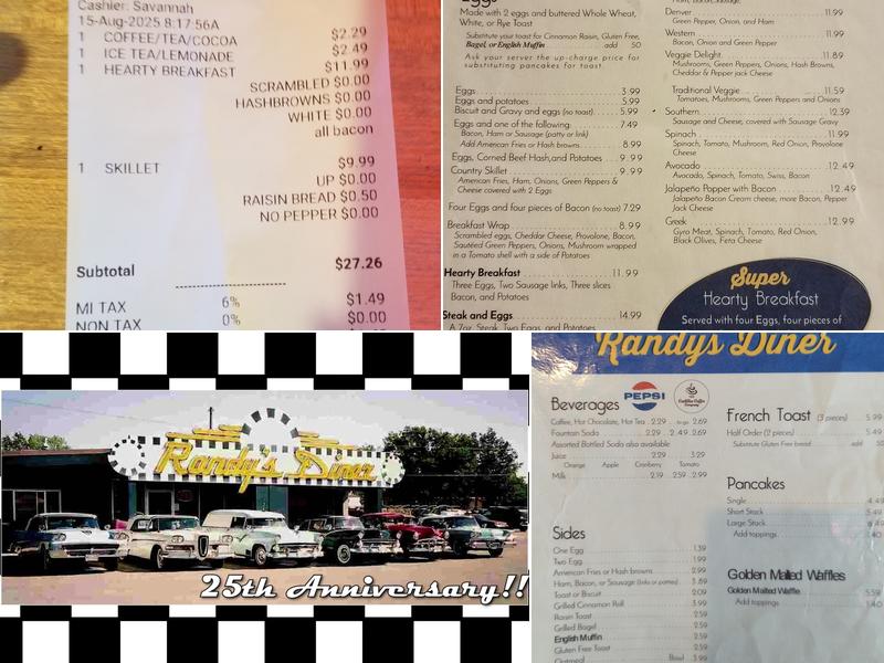 Randy's Diner Menu