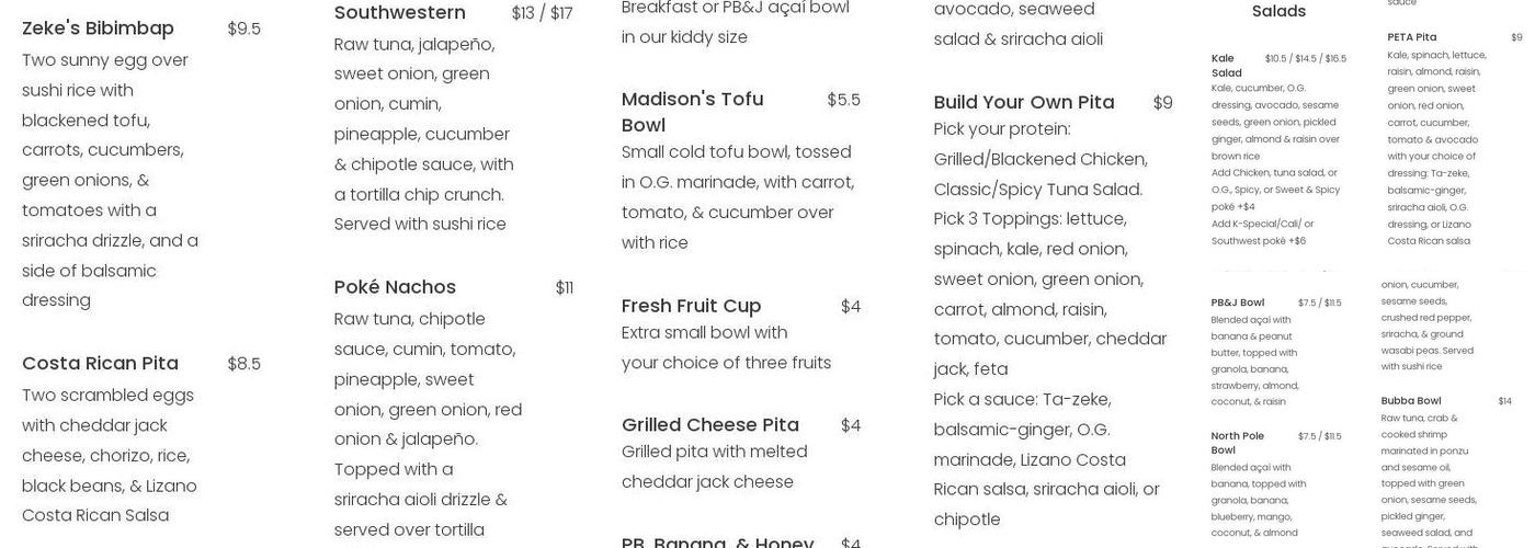 Zeke's Menu
