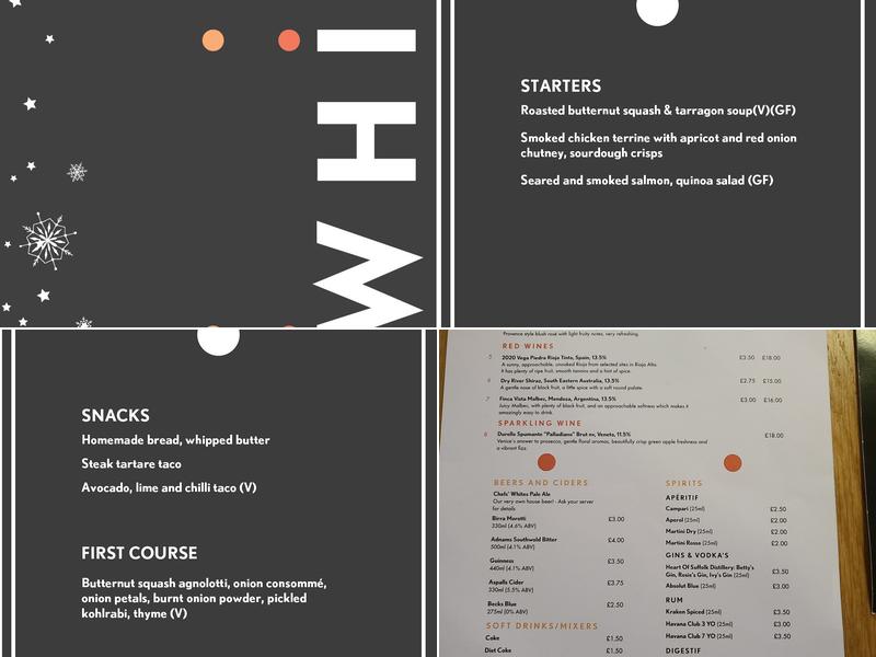 Chefs’ Whites Restaurant Menu