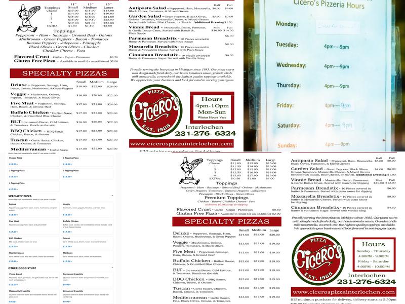 Cicero’s Pizza Menu