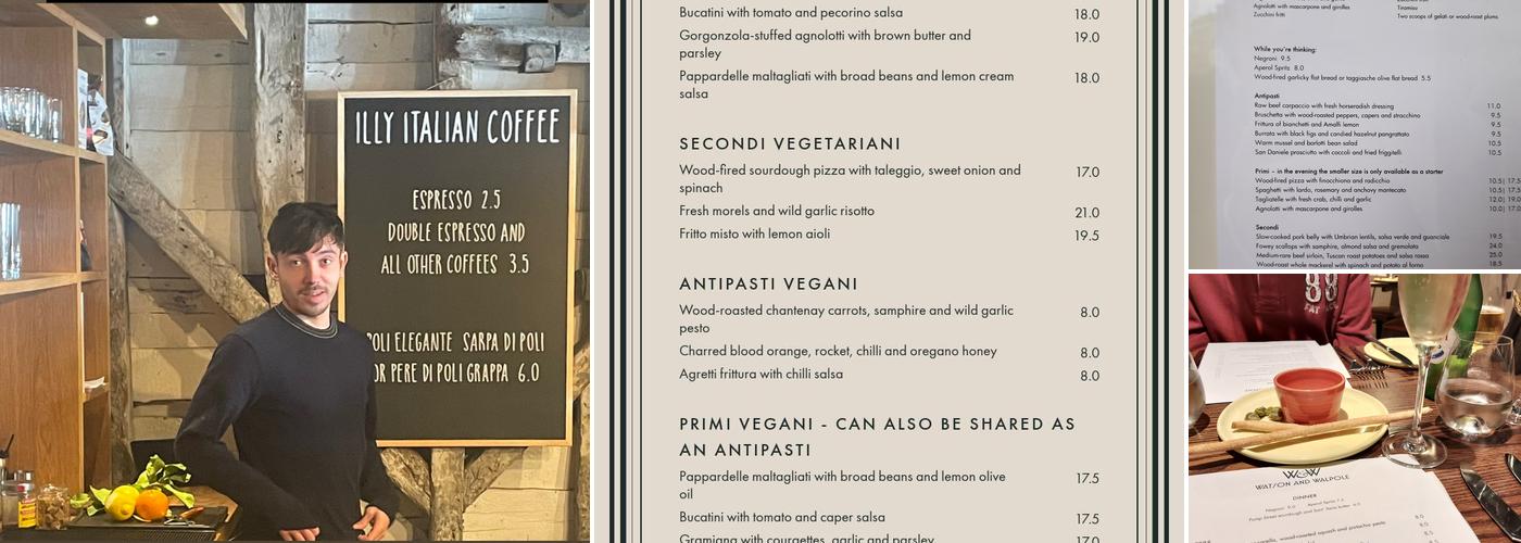 Watson and Walpole Menu