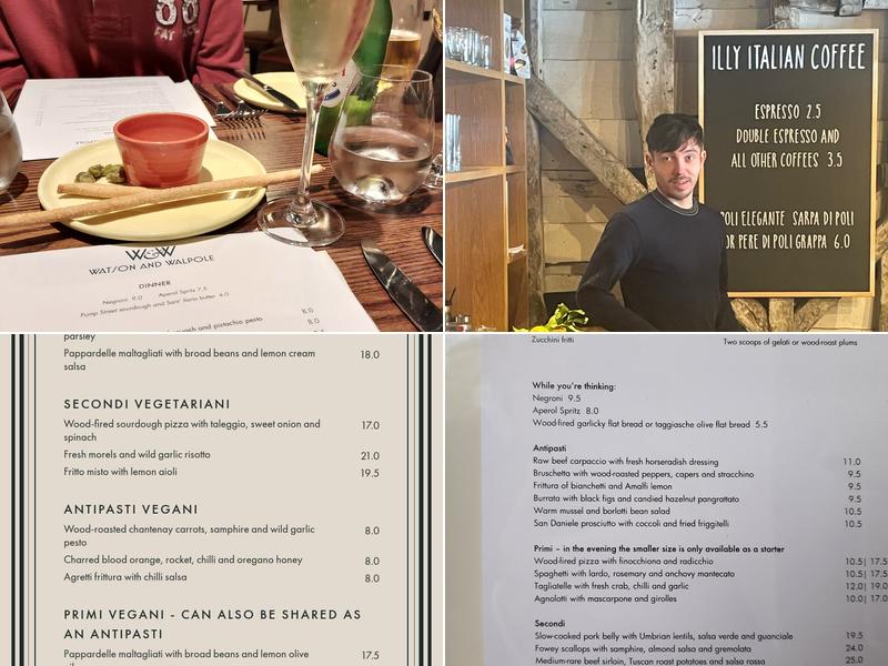 Watson and Walpole Menu