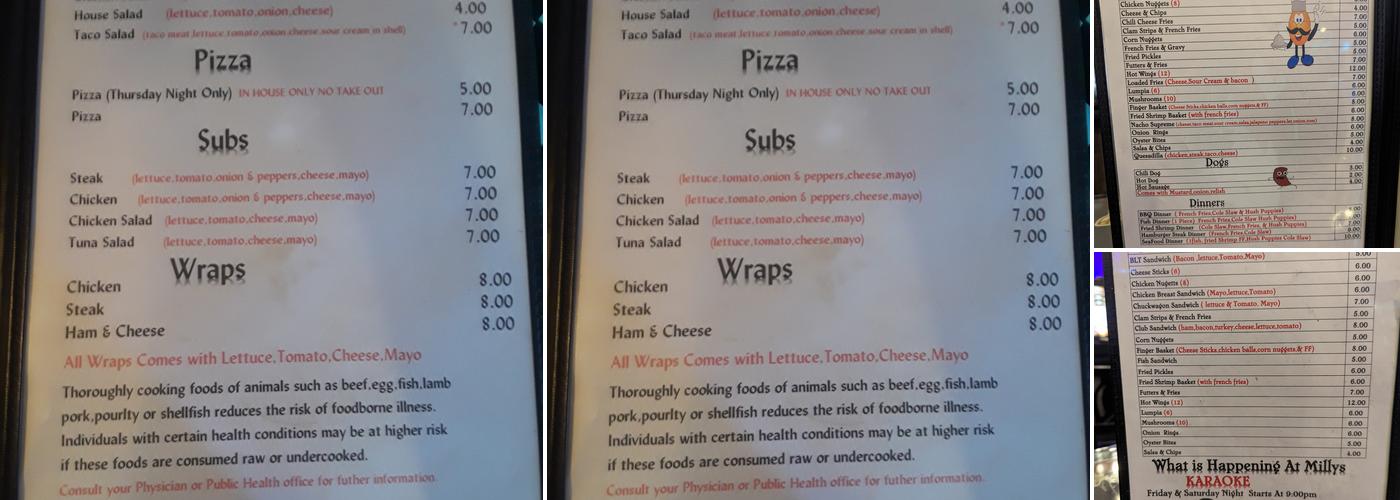 Milly's Menu
