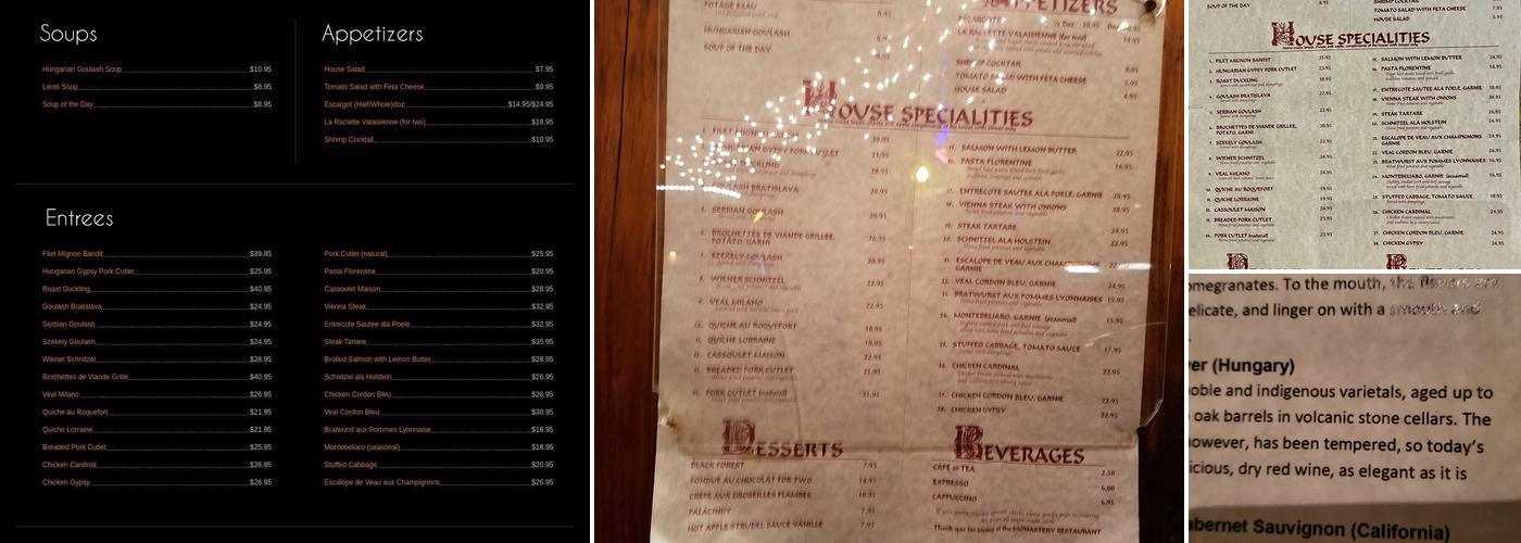 Monastery Restaurant Menu