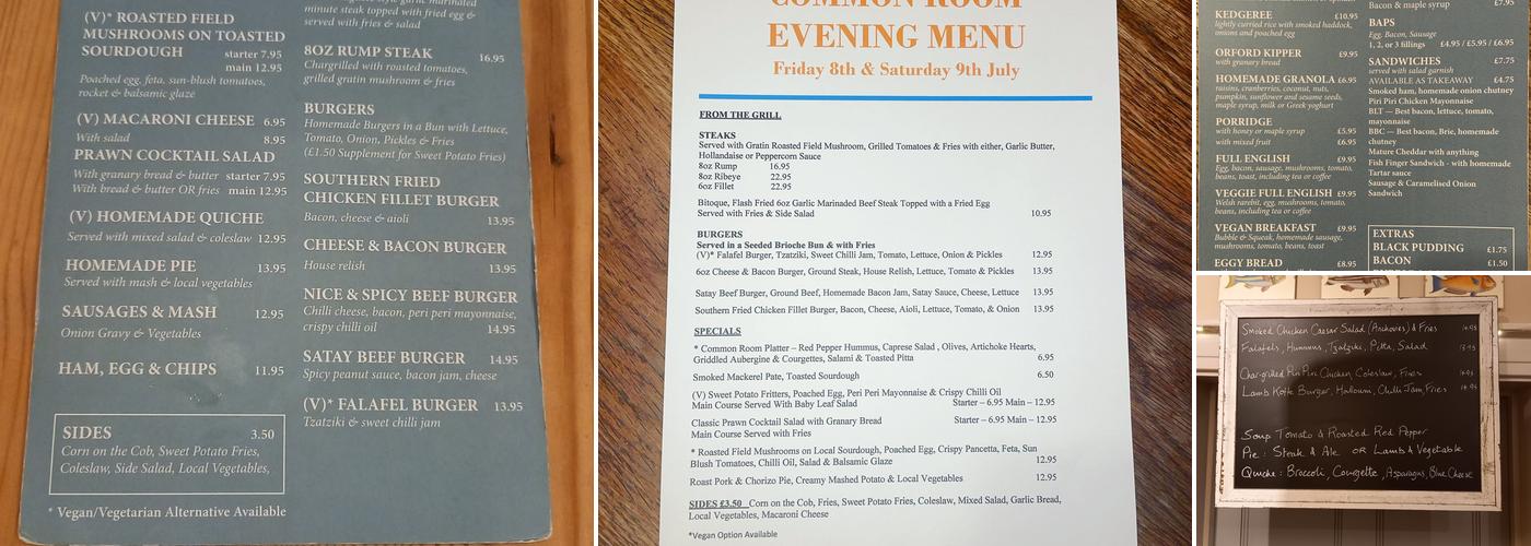 Common Room Café. Menu