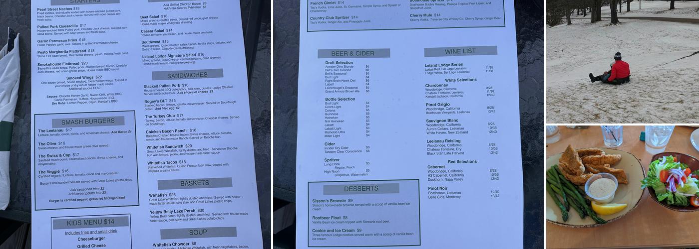 Bogey's 19th Hole Menu