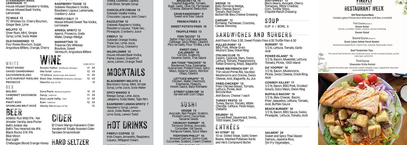 Firefly Restaurant Menu