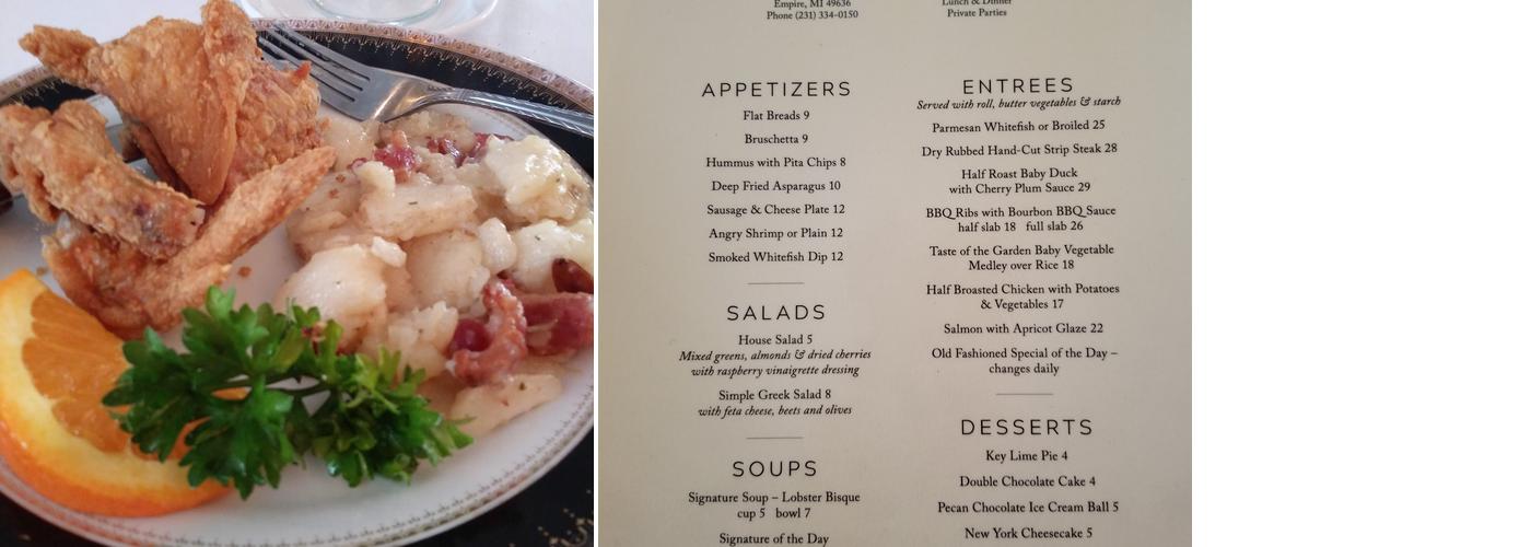 The Glen Lake Manor Menu