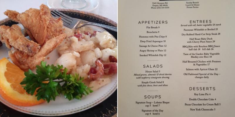 The Glen Lake Manor Menu