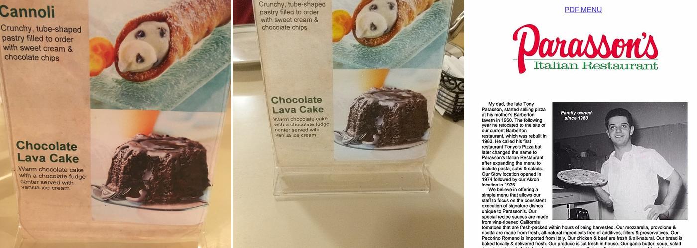 Parasson's Italian Restaurant Menu