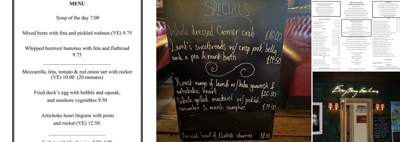 The Gunton Arms Menu