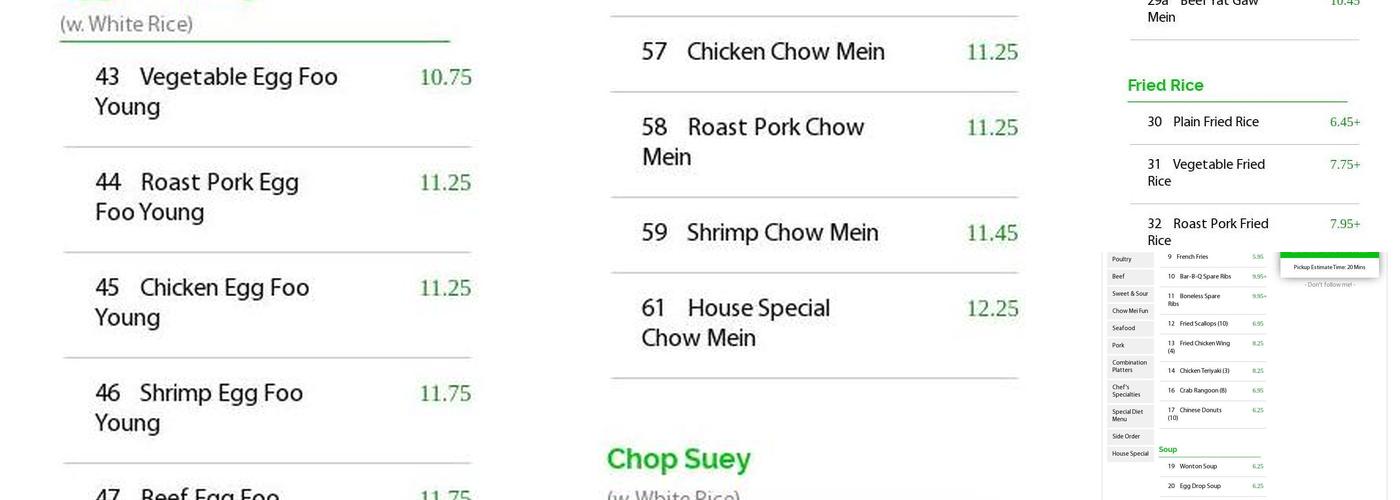 Panda King Menu