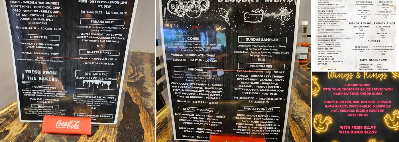 Bishops Restaurant Menu