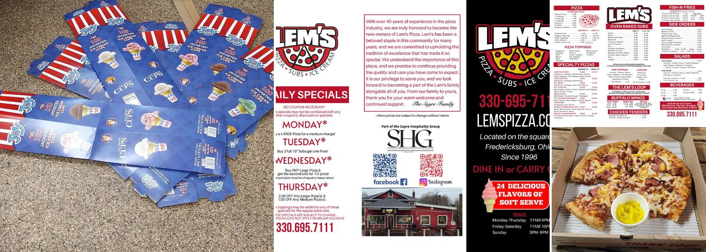 Lem's Pizza Menu