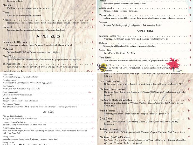 Passion The Restaurant Taphouse and Winebar Menu