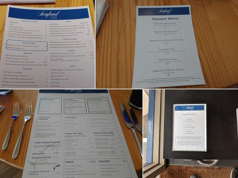 Seafood & Grill Restaurant at The Brudenell Hotel Menu