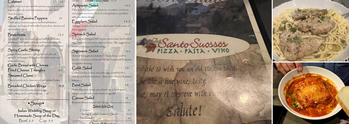 Santosuossos' Pizza Pasta Vino Menu