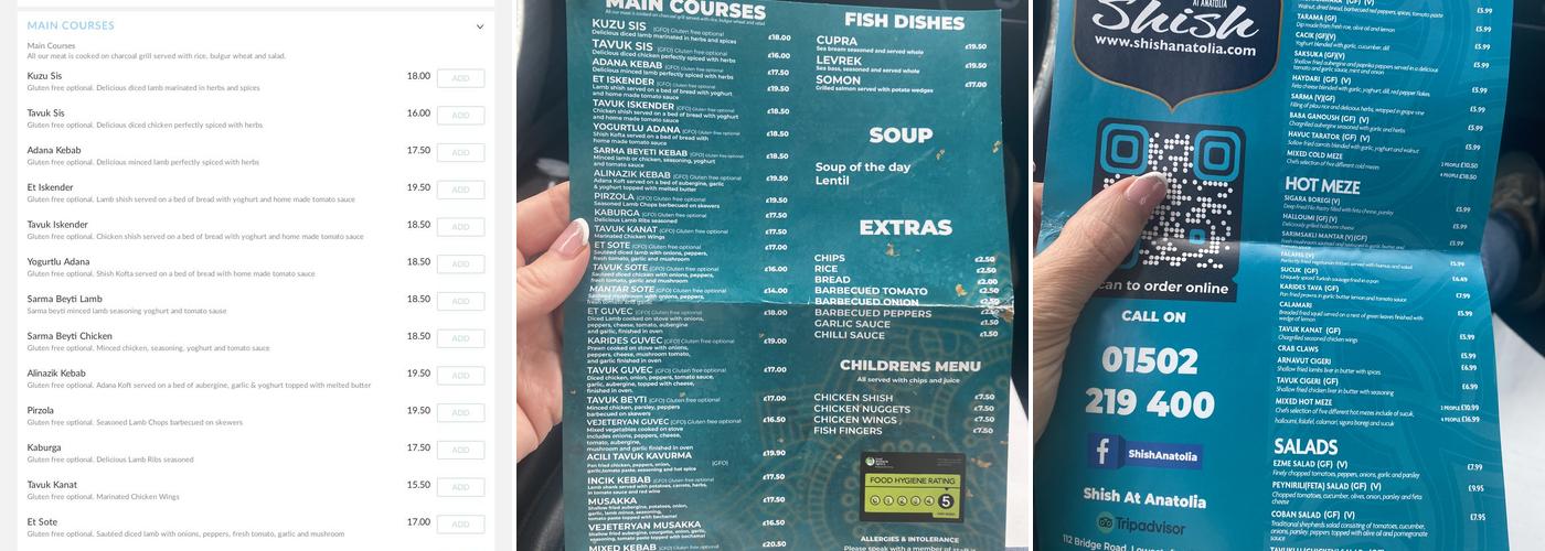 Shish Anatolia Menu