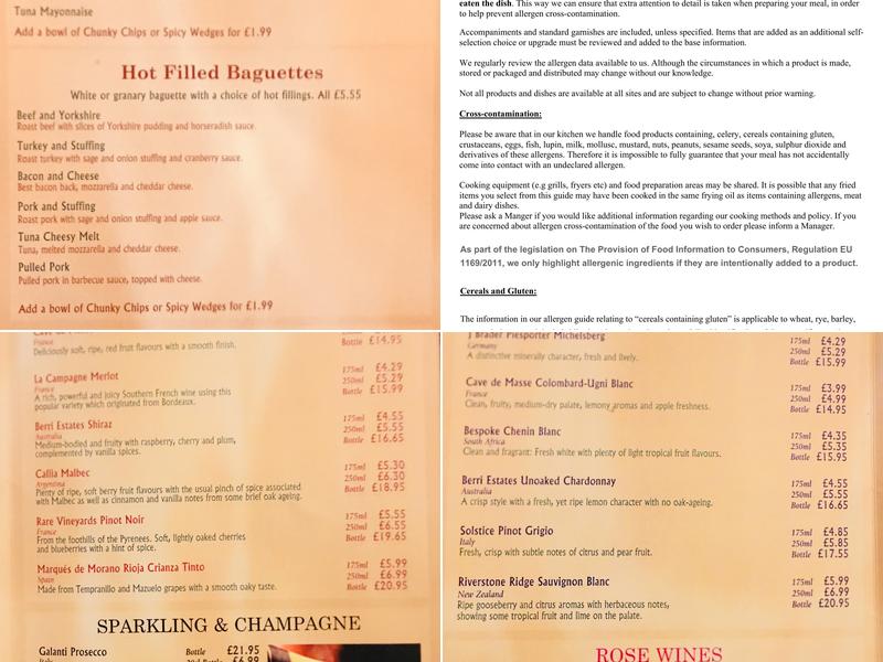 Castle Carvery Menu