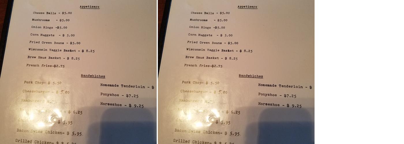 Shed Menu