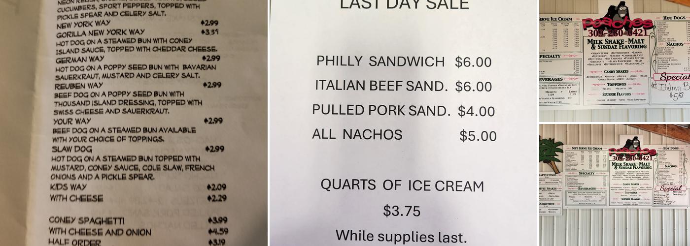 Peaches Menu