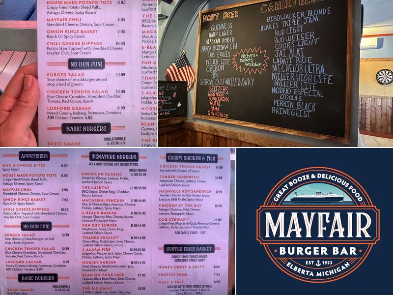 Mayfair Burger Bar Menu