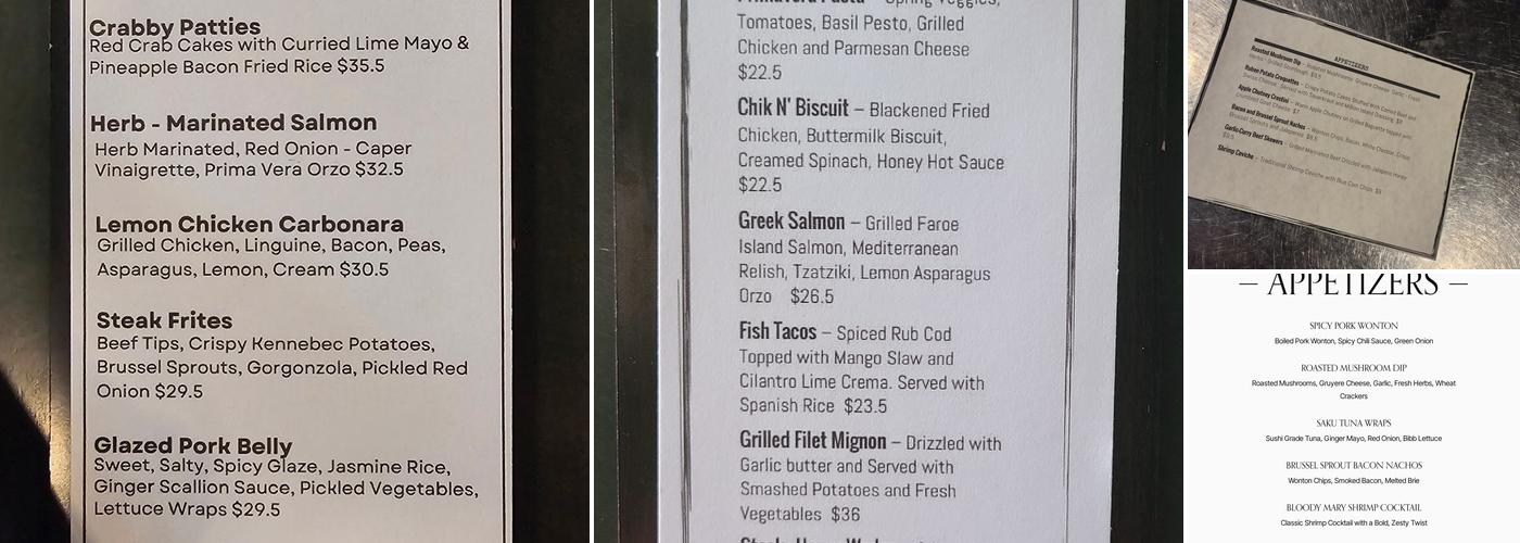 Bistro 101 Menu