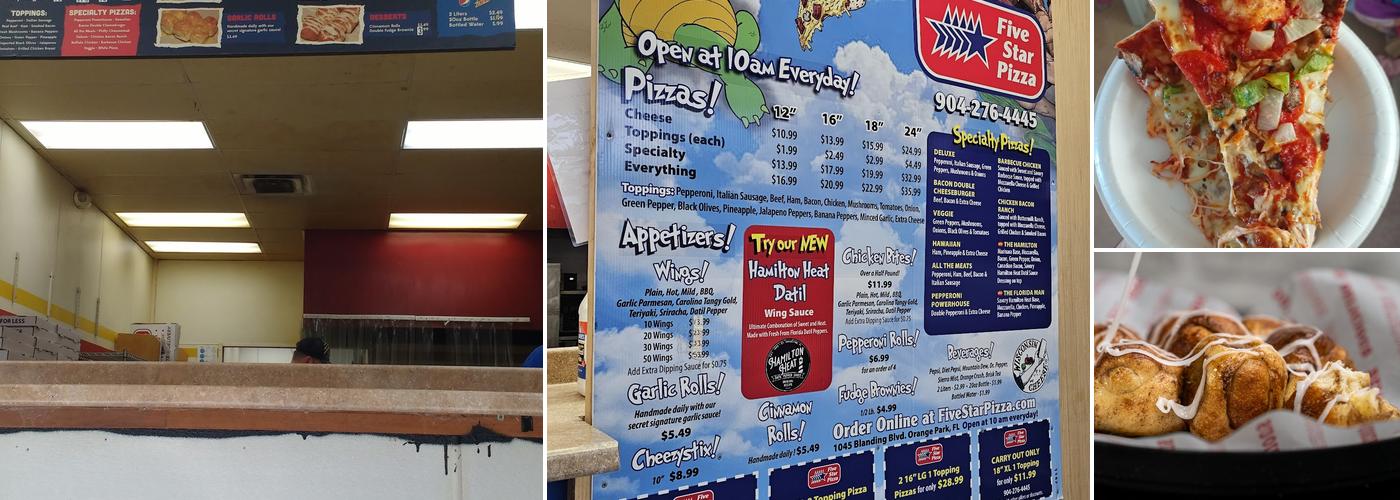 Five Star Pizza Menu