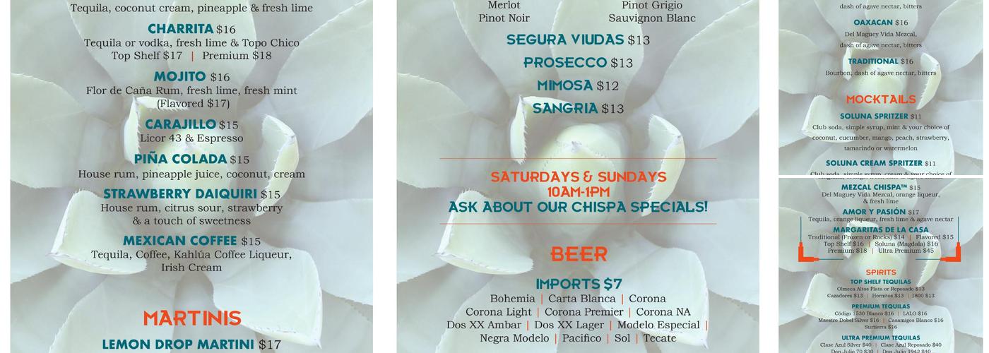 Soluna Menu