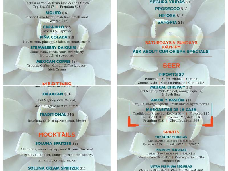 Soluna Menu