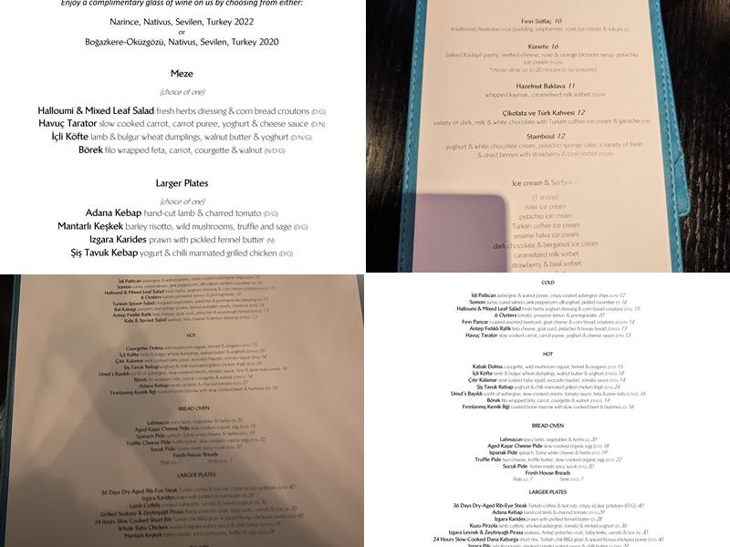 Rüya London Menu