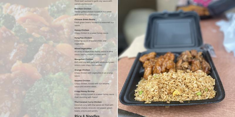 Pei Wei Express Menu
