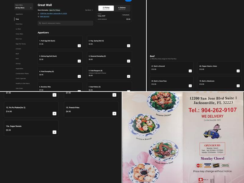 Great Wall Restaurant Menu