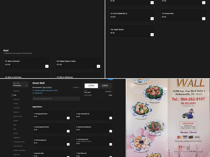 Great Wall Restaurant Menu