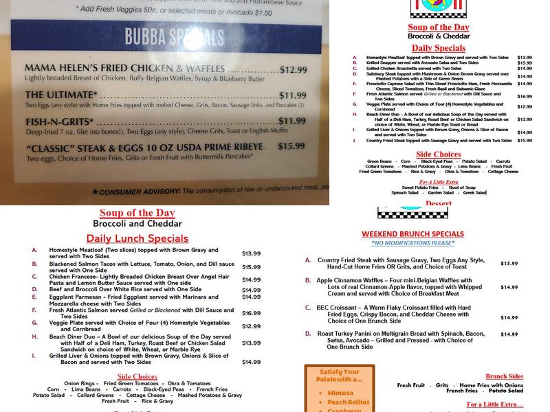 Beach Diner Mandarin Menu