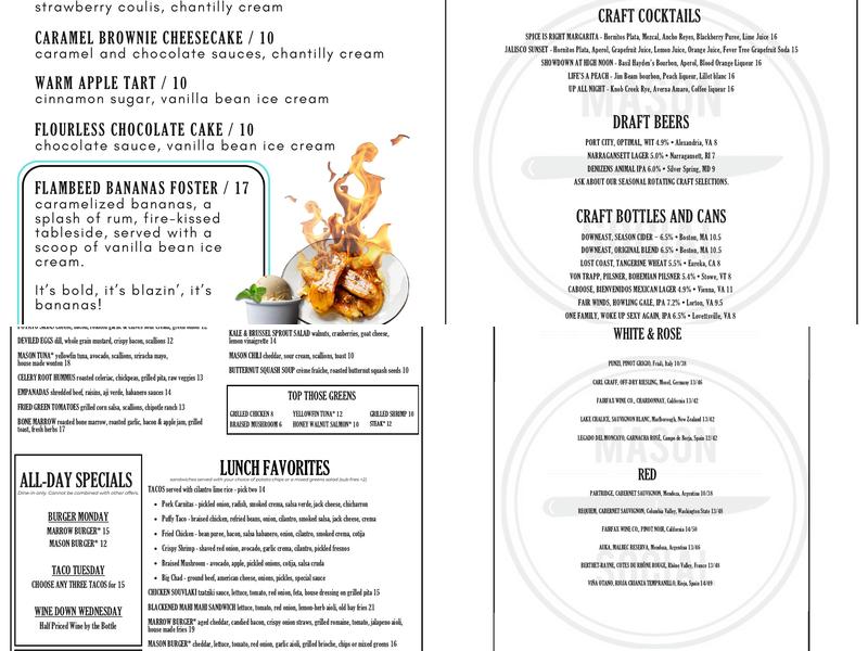 Mason Social Menu