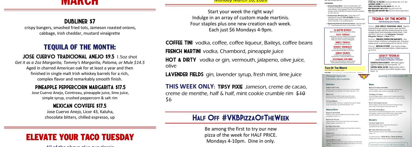 Venture Kitchen & Bar Menu