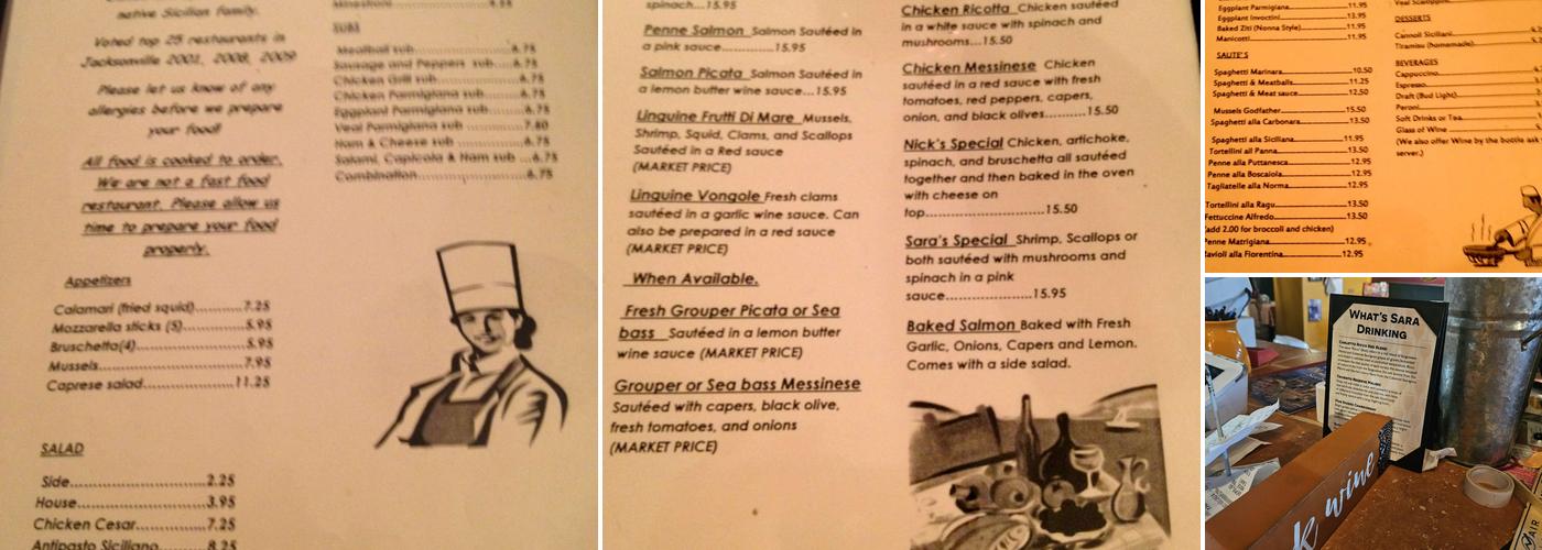 Sorbellos Authentic Sicilian Food Menu