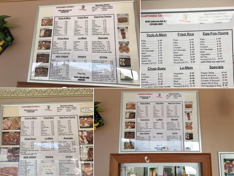 Cantonese Express 2 Menu