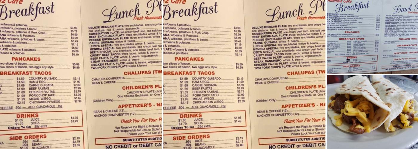 Mendez Cafe Menu
