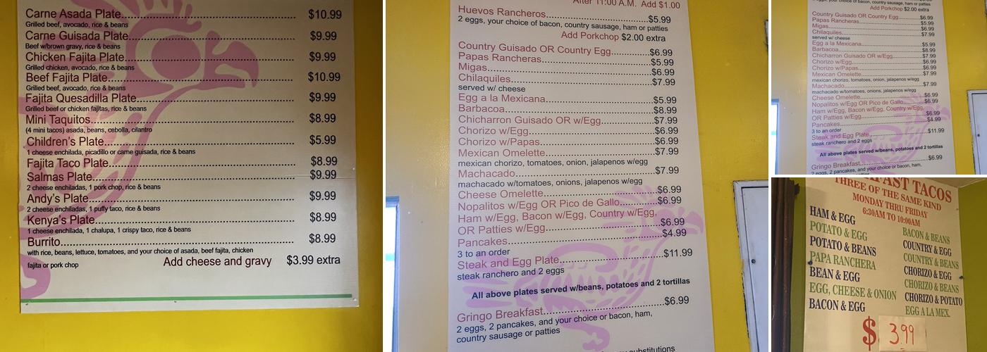 Benjamin's Kitchen Menu