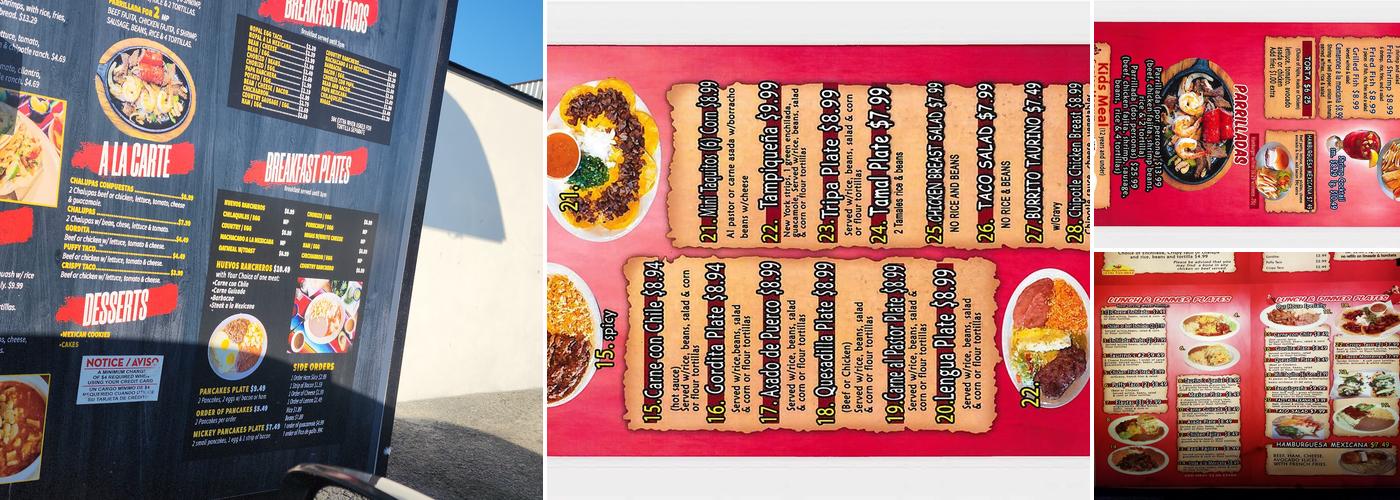 Taurino's Mexican Restaurant Menu