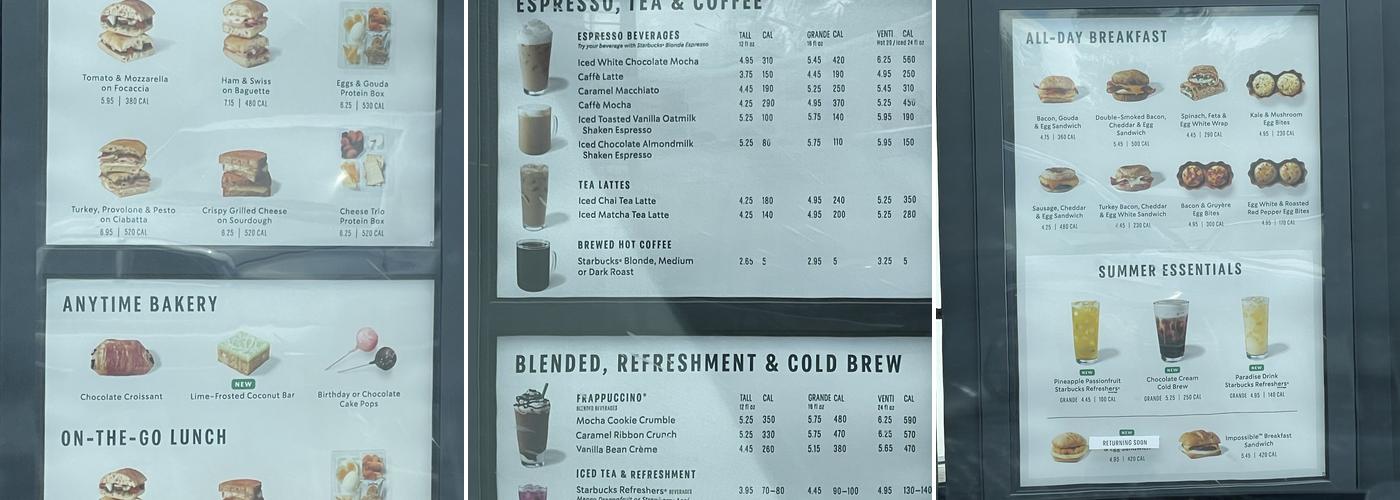 Starbucks Menu