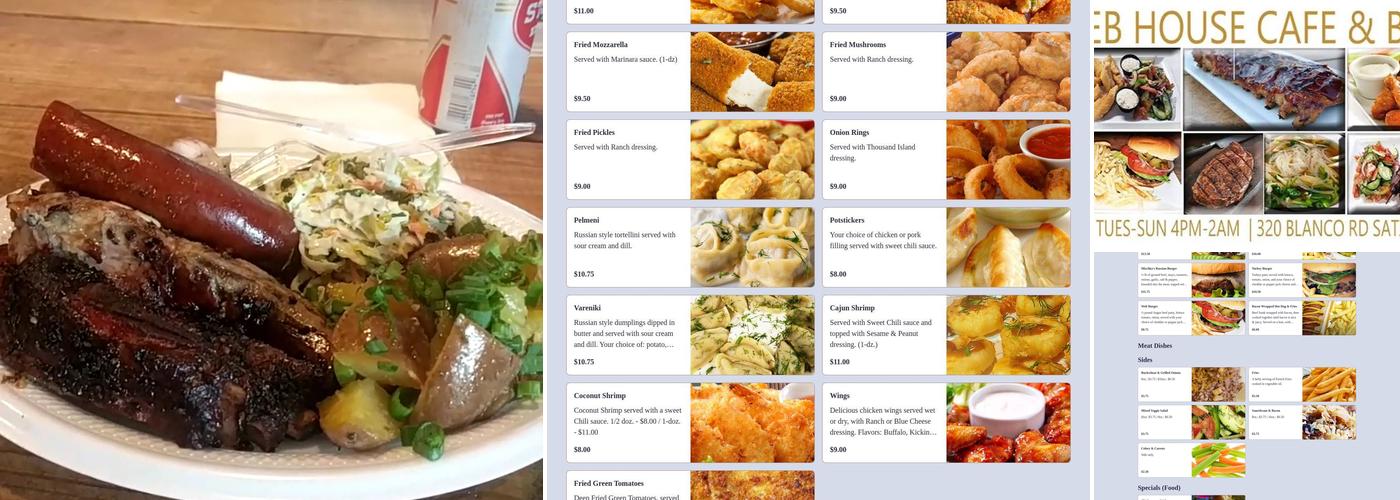 Web House Café & Bar Menu