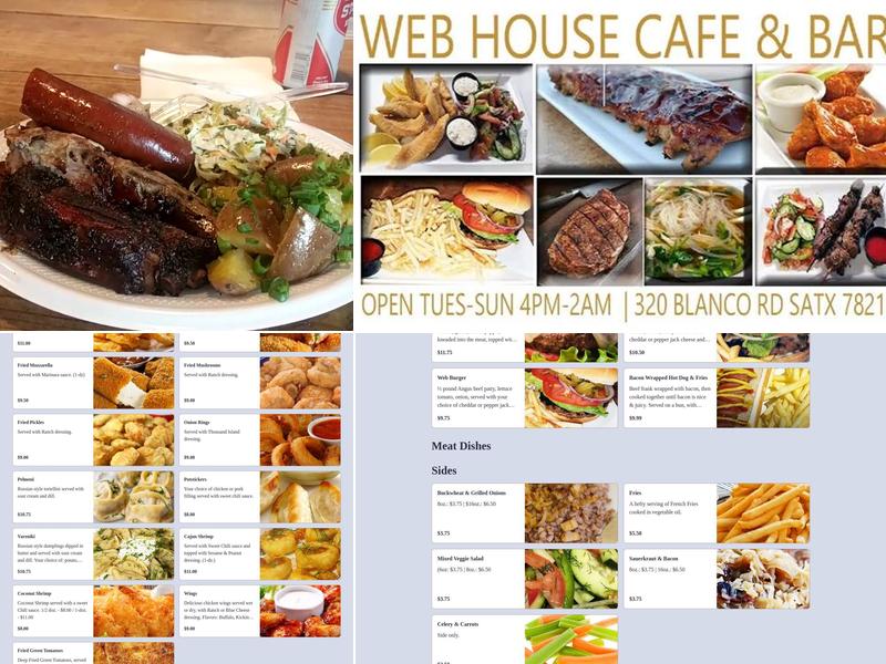Web House Café & Bar Menu