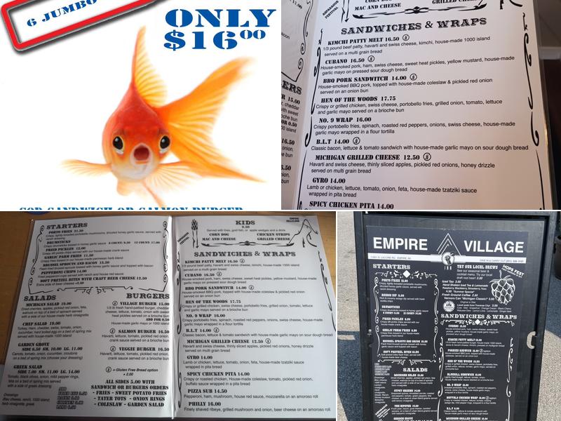 Empire Village Inn Menu