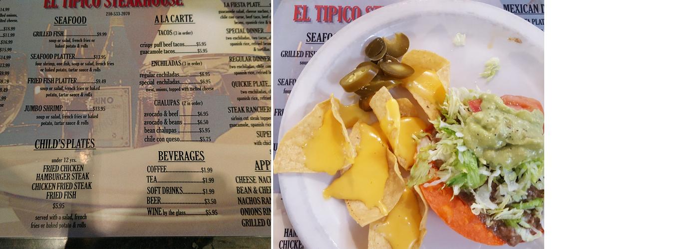 El Tipico Restaurant Menu