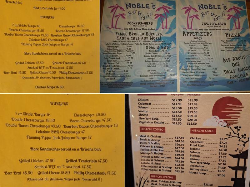 Noble's Bar & Grill Menu